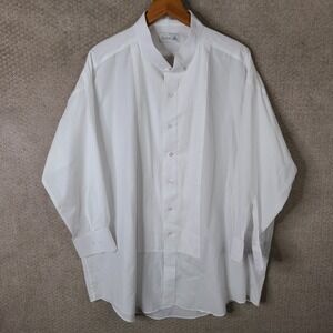 Chaplin Shirt Mens 3XL White Tuxedo‎ Wing Tip Collar Pleated Poly Cotton Formal
